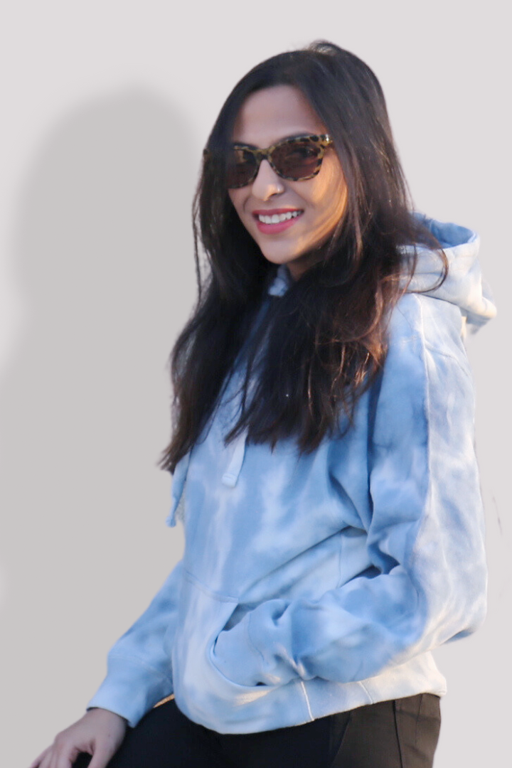 White Sky Blue Tie & Dye Hoodie For Girls