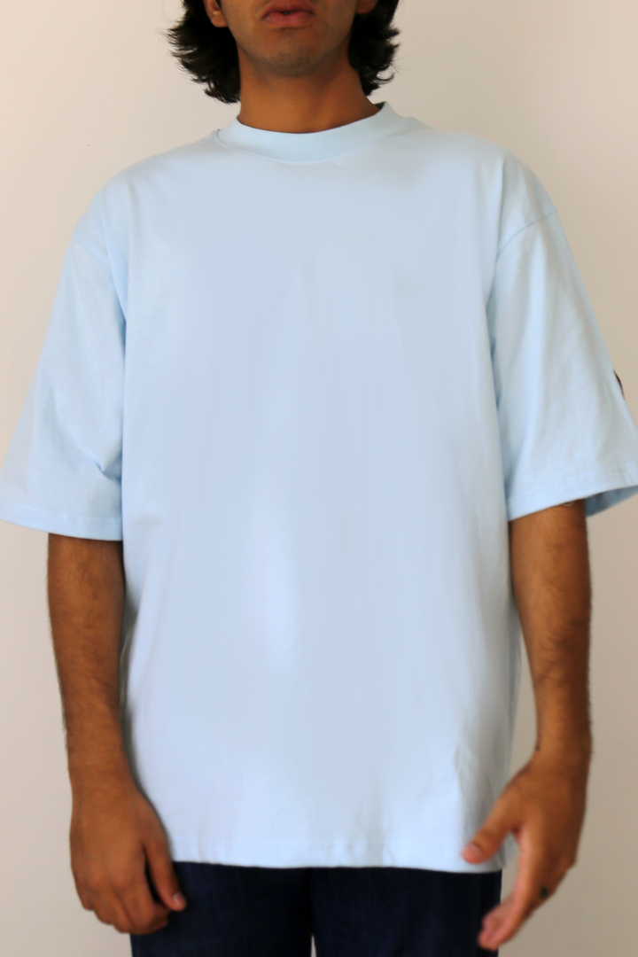 Unisex Wide Rib Baggy Tee in Skye Blue