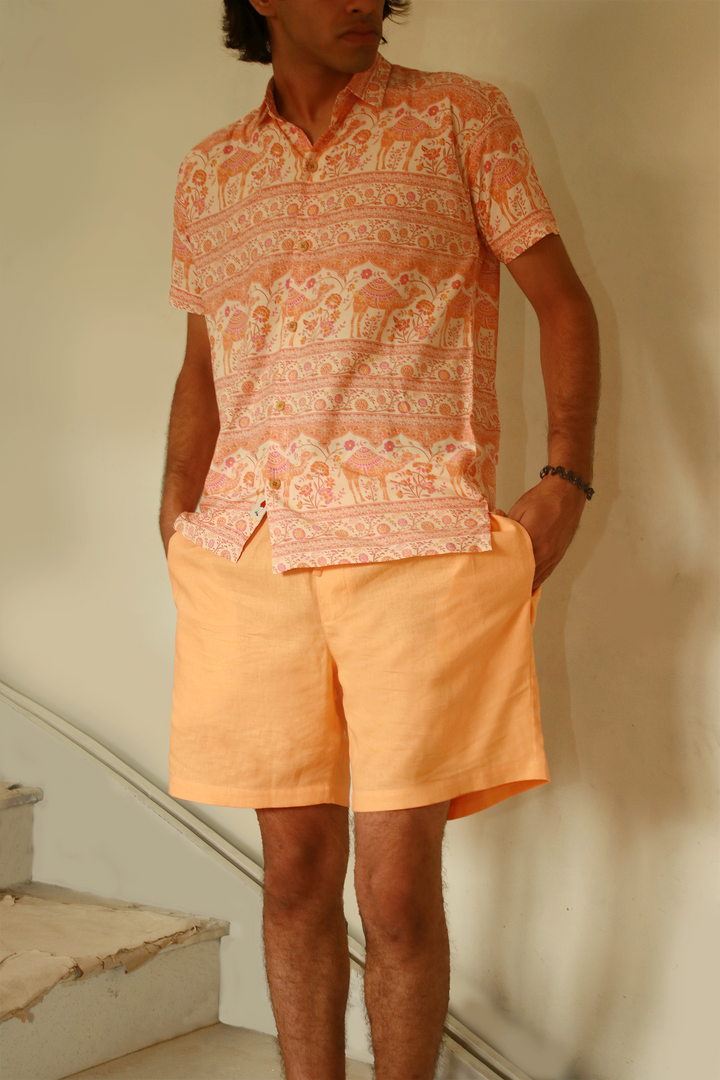 Apricot Linen Shorts